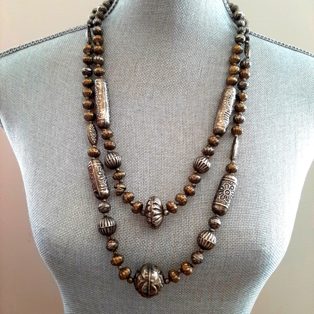 Vintage Double Strand Long Necklace